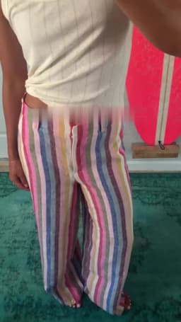 Colorful Striped Wide Leg Trousers Women Bohemian High Waist Multi-color Panelled Slim Straight Pants Fashion Lady Beachwear New
