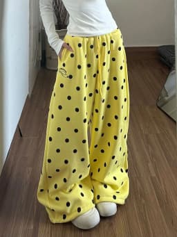 Y2K Retro Dot Sweatpants Women High Waist Hip Hop Harajuku Streetwear Wide Leg Pants American Loose Spring Vintage Bf Trousers