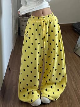 Y2K Retro Dot Sweatpants Women High Waist Hip Hop Harajuku Streetwear Wide Leg Pants American Loose Spring Vintage Bf Trousers