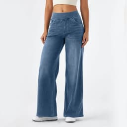 Casual Baggy Jeans Women's Elastic Waistband Wide Leg Jeans Elegant Slim Fit Denim Trousers American Retro Denim Palazzo Pants