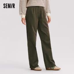 Semir Casual Pants Women Corduroy Cotton Wide Leg Trousers 2025 New Winter Vintage Workwear Style
