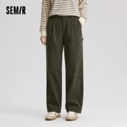 Semir Casual Pants Women Corduroy Cotton Wide Leg Trousers 2025 New Winter Vintage Workwear Style