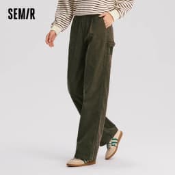 Semir Casual Pants Women Corduroy Cotton Wide Leg Trousers 2025 New Winter Vintage Workwear Style
