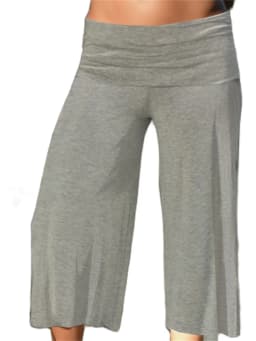 Women Fold Over Wide Leg Capri Pants Low Rise Yoga Flare Culottes Y2k Flowy Crop Palazzo Gaucho Pants Summer Beach Bottom