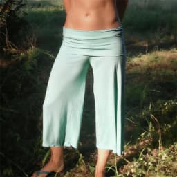 Women Fold Over Wide Leg Capri Pants Low Rise Yoga Flare Culottes Y2k Flowy Crop Palazzo Gaucho Pants Summer Beach Bottom
