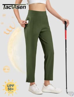 TACVASEN UPF 50+ Golf Pants Women's Stretch Pants High Waisted Work Athletic Casual Dress Pants 5 Pockets for Yoga Business