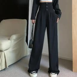 High Waisted Black Pants, Women's Autumn New Style, Hanging Floor Pants, Casual Loose Wide Leg Pants