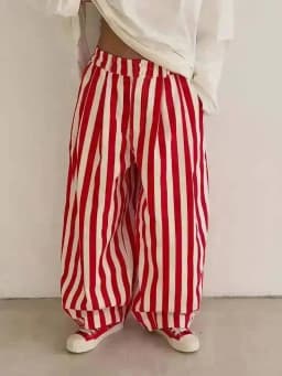 LGRQ Women's Casual Pants Office Lady Elastic High Waisted Striped All-match Wide Leg Trousers 2026 Summer New 19DB1061
