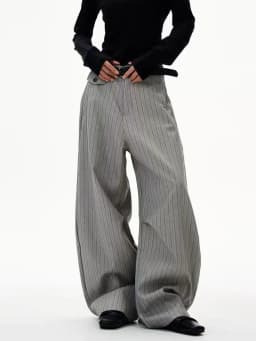 Women's Vertical Striped Commuter Style Pants Summer Vintage Trousers Cool Girl High Waisted Bottoms Female Unisex Sweatpants