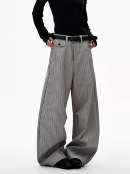 Women's Vertical Striped Commuter Style Pants Summer Vintage Trousers Cool Girl High Waisted Bottoms Female Unisex Sweatpants