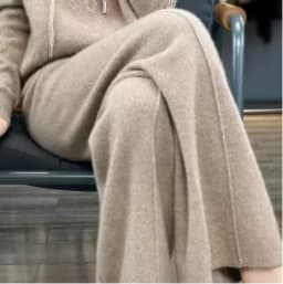 Women's Solid Color Wool Knitted Wide Leg Pants Autumn Winter Basic Soft Warm Cashmere Knit Trousers Casual Simple Style Korean