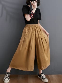 High Waist Wide Leg Pants Women's Summer New Sle Korean Version plus Size Loose Skirt Slimming Versatile Nine Point Pants