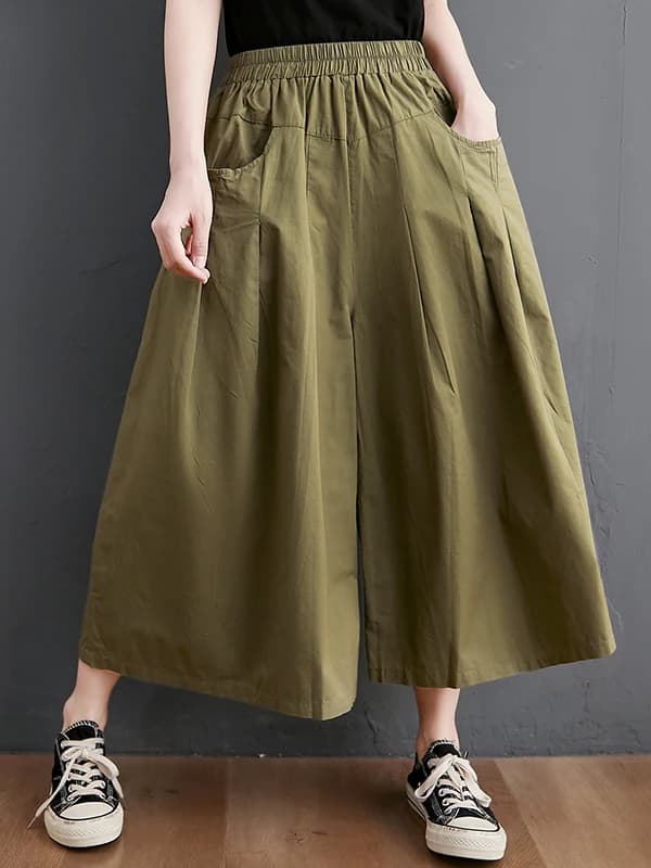 High Waist Wide Leg Pants Women's Summer New Sle Korean Version plus Size Loose Skirt Slimming Versatile Nine Point Pants