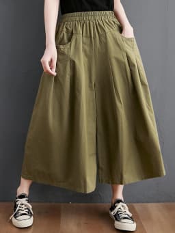 High Waist Wide Leg Pants Women's Summer New Sle Korean Version plus Size Loose Skirt Slimming Versatile Nine Point Pants