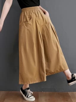 High Waist Wide Leg Pants Women's Summer New Sle Korean Version plus Size Loose Skirt Slimming Versatile Nine Point Pants