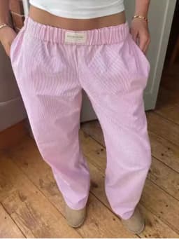 Women's Pink Stripe Elastic Waist Pocket Pants Straight Leg Loose Pants Street Casual Comfortable Summer Y2K Pants