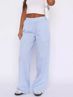 Women's Pink Stripe Elastic Waist Pocket Pants Straight Leg Loose Pants Street Casual Comfortable Summer Y2K Pants