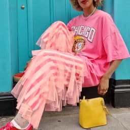Women Trendy Cute Pants Casual Layered Mesh Ruffles Stripe Print Elastic Waist Trousers Y2K Vintage Streetwear Bottoms