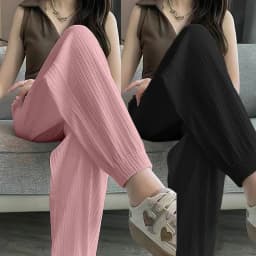 Casual Street Sweet Autumn New Basics Ice Silk Pants Lantern Pants Solid Color Elastic Women's Sports Pants and Ankle Pants