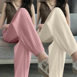 Casual Street Sweet Autumn New Basics Ice Silk Pants Lantern Pants Solid Color Elastic Women's Sports Pants and Ankle Pants