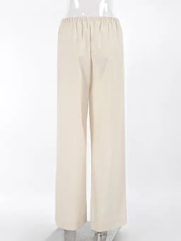 Cotton Linen Loose Women's Pant Elastic Waist Pleated Casual Female Wide Leg Trousers 2025 Summer Solid Vacation Lady Pant