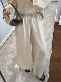 Cotton Linen Loose Women's Pant Elastic Waist Pleated Casual Female Wide Leg Trousers 2025 Summer Solid Vacation Lady Pant