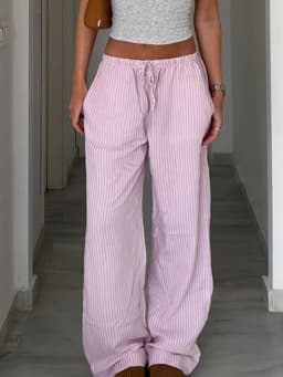 Streetwear Striped Print Loose Trousers Lace-up Joggers Fashion Y2K Baggy Pants Basic Aesthetic 90s Cute Bottoms