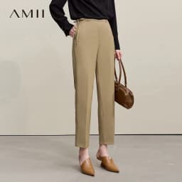 Amii Women's Nine-point Pants 2026 Autumn New Commuter Thin Belt Solid Color Pants Casual Versatile Trousers For Woman 12621059