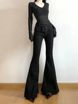 2026 Y2k Retro Emo 2000s Women's Black Flare Pants Streetwear Fashion Trousers Harajuku Wide Yoga Pants 90s Aesthetic Clothes