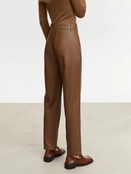AMII Minimalist Ankle-length Casual Women Pants Winter New 2024 PU Leather Pants Straight Fashion Female Solid Trousers 12344138