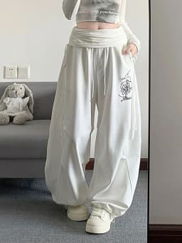 Retro Print Y2K Wide Leg Pant Women Hip Hop Streetwear American Loose Trousers Harajuku Vintage High Waist Bf Straight Pants New