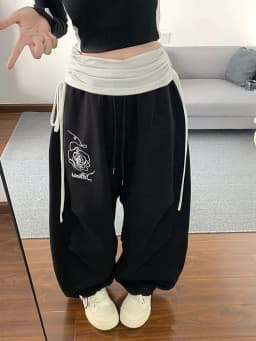 Retro Print Y2K Wide Leg Pant Women Hip Hop Streetwear American Loose Trousers Harajuku Vintage High Waist Bf Straight Pants New