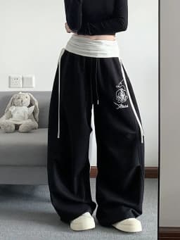 Retro Print Y2K Wide Leg Pant Women Hip Hop Streetwear American Loose Trousers Harajuku Vintage High Waist Bf Straight Pants New