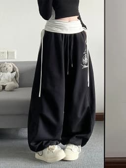 Retro Print Y2K Wide Leg Pant Women Hip Hop Streetwear American Loose Trousers Harajuku Vintage High Waist Bf Straight Pants New