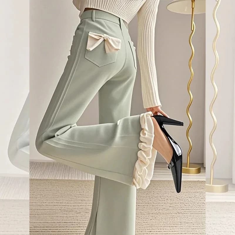 Women's Loose Wide-leg Pants 2025 Spring Summer Unique Korean Version Ladies Suit Trousers Fashion Elegant Femme Casual Pants