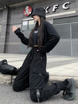 2025 New Fashion Hip Hop Cargo Pants Women Harem Pants Multi-Pocket Streetwear Casual Woman Pant S-3XL