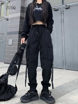 2025 New Fashion Hip Hop Cargo Pants Women Harem Pants Multi-Pocket Streetwear Casual Woman Pant S-3XL
