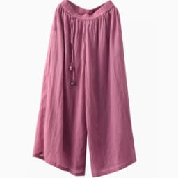 Johnature Women Vintage Ramie Wide Leg Pants Solid Color 2025 Summer New Elastic Waist Trousers Loose Casual Pants
