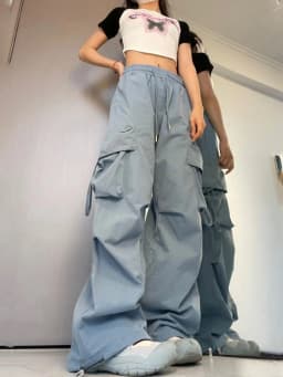 New Women Y2K Cargo Pants Fashion Casual High Waist Big Pockets Hip Hop Trousers Female Streetwear Drawstring Baggy Sweatpants