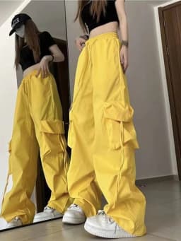 New Women Y2K Cargo Pants Fashion Casual High Waist Big Pockets Hip Hop Trousers Female Streetwear Drawstring Baggy Sweatpants