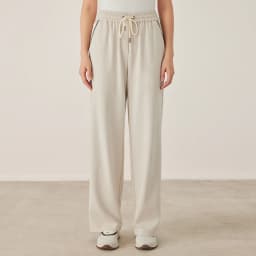 KW7523321 Women's Wide Leg Cotton Blend Pants Drawstring Elastic Waist Trousers with Side Pockets