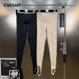 KUCLUT 2026 Spring Fashion High Waist Fishbone Slim Fit Footed Leggings For Women Niche Design Versatile Casual Pants 1A1874