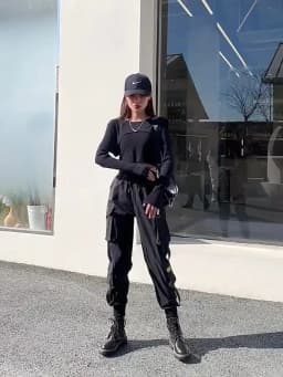 Women's Joggers Casual Sports Girls Fashion Hip-hop Streetwear Pants Fashion Cargo Pants Female Dance Sweatpants Trousers Black