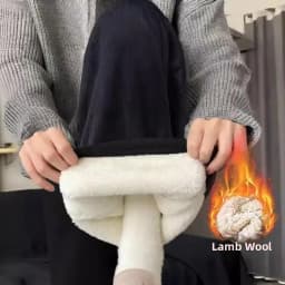 Afashion Lamb Velvet Thickened Corduroy Wide Leg Pants Women's Casual Trousers Autumn Winter Fashion plus Size Slimming Polye