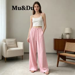 New Pink Drawstring Straight Sweatpants Women Spring Summer Wide Leg Beach Beach Pants Vintage Streetwear Casual Sports Trousers