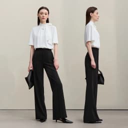 Amii Women's Wide Leg Pants 2026 Summer New Pin Tuck Cutout Casual Trousers Elastic Waist Loose Fit Office Long Pants 12622067