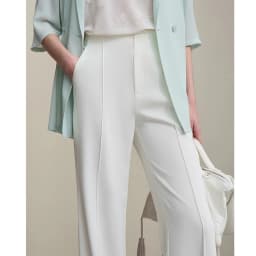 Amii Women's Wide Leg Pants 2026 Summer New Pin Tuck Cutout Casual Trousers Elastic Waist Loose Fit Office Long Pants 12622067