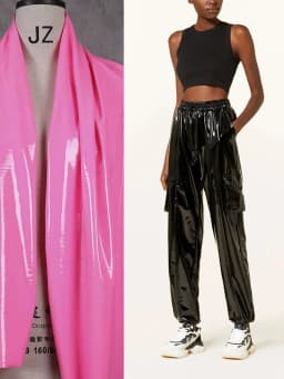 Casual High Waist Faux Latex Cargo Pants Women Shiny Patent Leather Drawstring Elastic Waistband Bloomers PU Sweatpants Custom