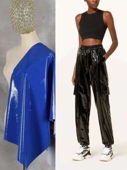 Casual High Waist Faux Latex Cargo Pants Women Shiny Patent Leather Drawstring Elastic Waistband Bloomers PU Sweatpants Custom