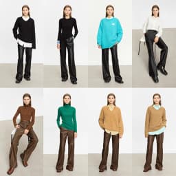 AMII Minimalist PU Leather Pants for Women 2026 Autumn Loose Clothing Wide Leg Pants Slit Fashion Office Lady Trousers 12343250